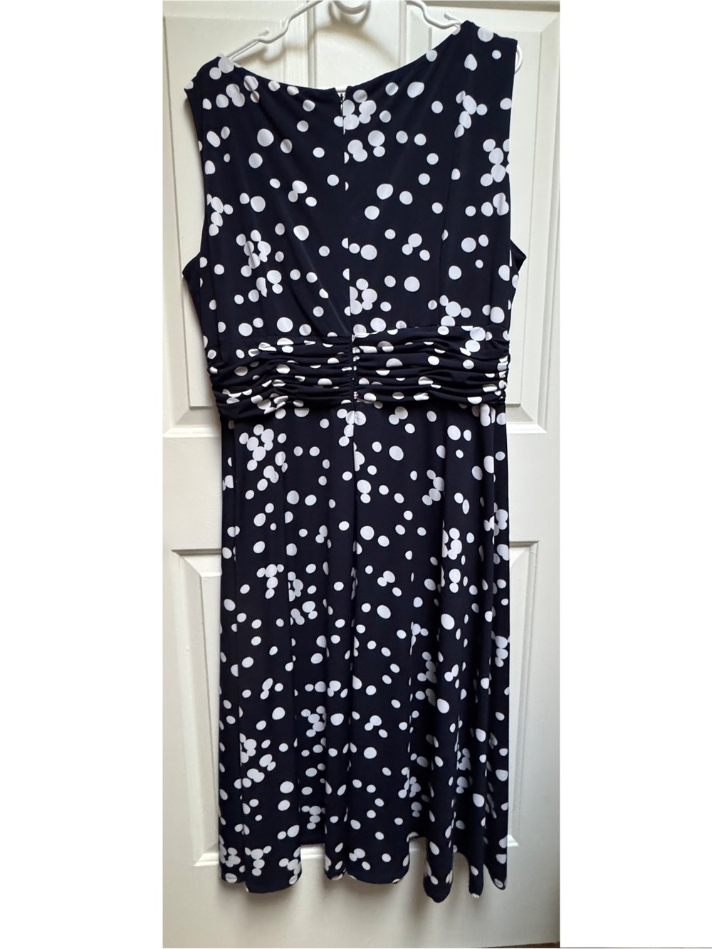 Jessica Howard Navy DarkBlue w White Polka Dot Sleeveless Maxi Dress Womens 18W - Picture 5 of 6